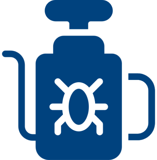 Blue insecticide spray bottle icon illustration.