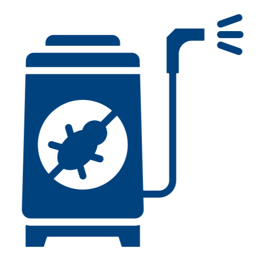 Pesticide sprayer icon with a bug symbol.